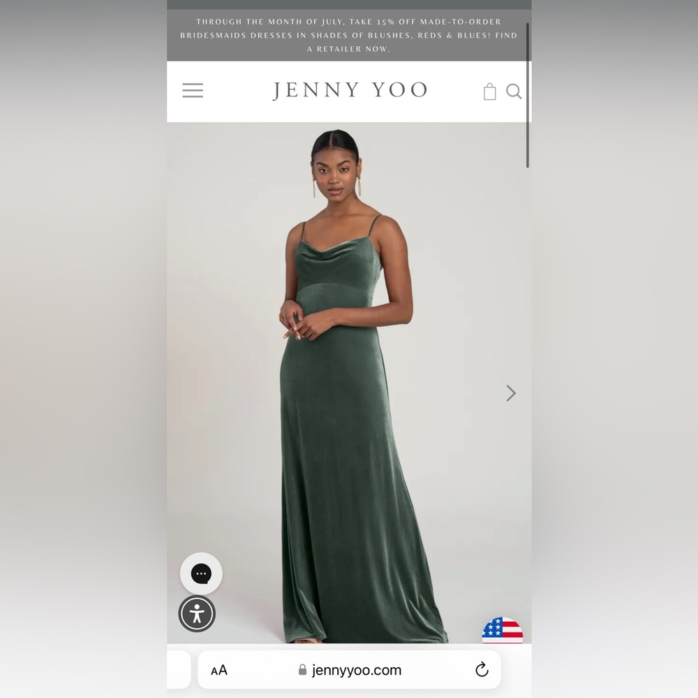 NWT Jenny Yoo Sammi velvet dress in eucalyptus